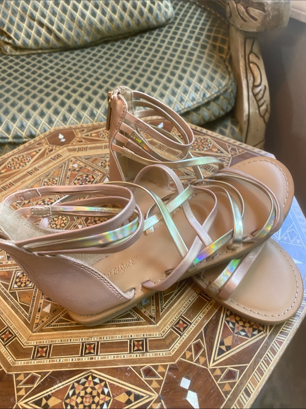 Cat & Jack Girls' Nude Pink Holographic Strappy Sandals